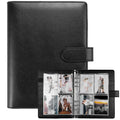 A5 Notebook Photocard Binder with 4 Pockets Sleeves, 6 Ring  PU Leather Binder Loose Leaf Personal Organizer Photo Binder Book