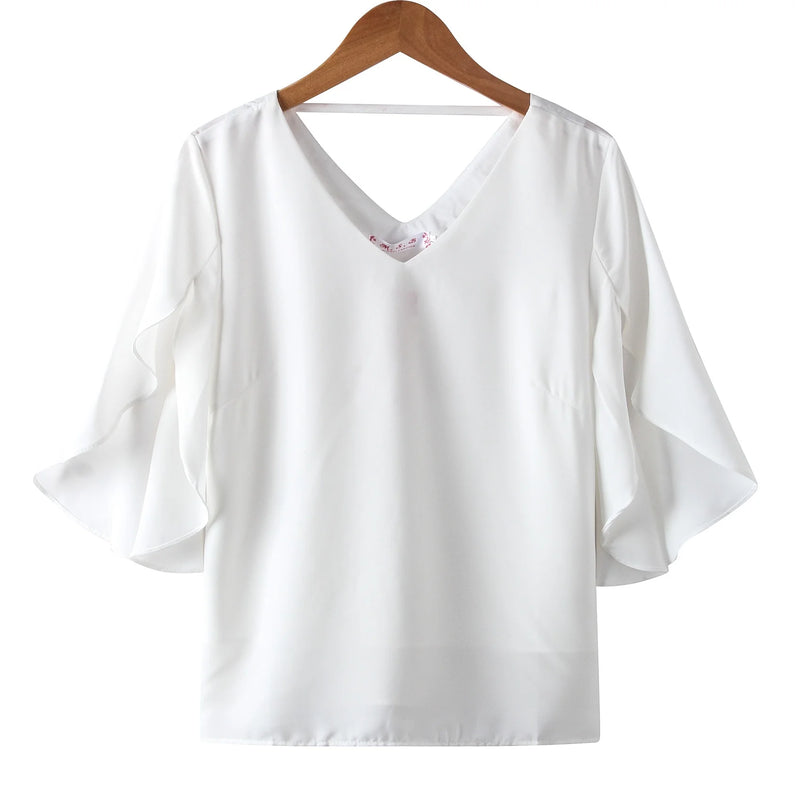 Summer New Casual Women Chiffon Shirt Female Lotus Leaf - View 8 | SAMAG