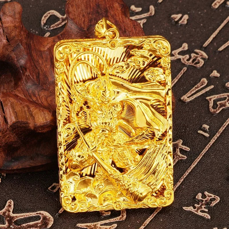 Real 18 K Gold Men's Square Tiger Pendant for Men Father Bro Pure Classic Wedding Gold Pendants Without Chain Fine Jewelry Gifts