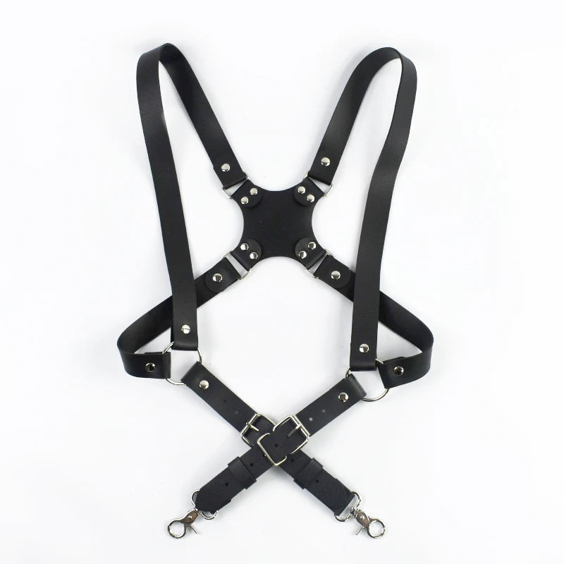 Deepeel 2.5cm Men's Leather Suspenders 2 Clip Hooks Man Elastic Brace Adult Adjust Strap Harness Suspender for Pants Accessories