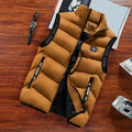 Trend Stand Collar Zipper Men Vests New Stylish Sleeveless Waistcoat Warmth Men Winter Vest Brand Winter Windproof Padded Vest