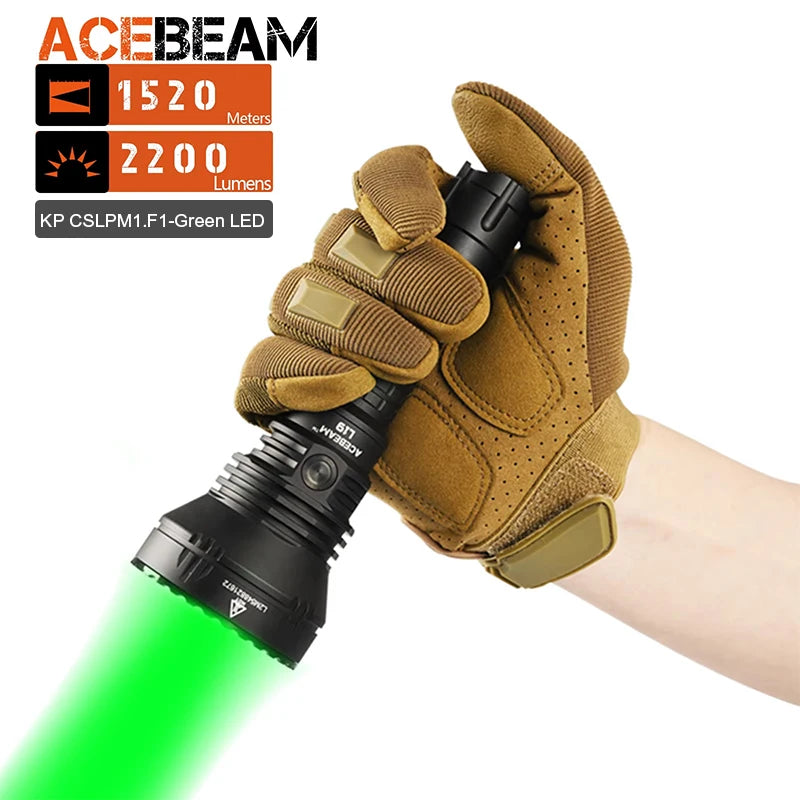 ACEBEAM L19 2.0 Hunting Flashlight Max 2200 Lumens 1520 Meters Long-Rang Rechargeable Flashlight for Hunting Powerful LED Torch