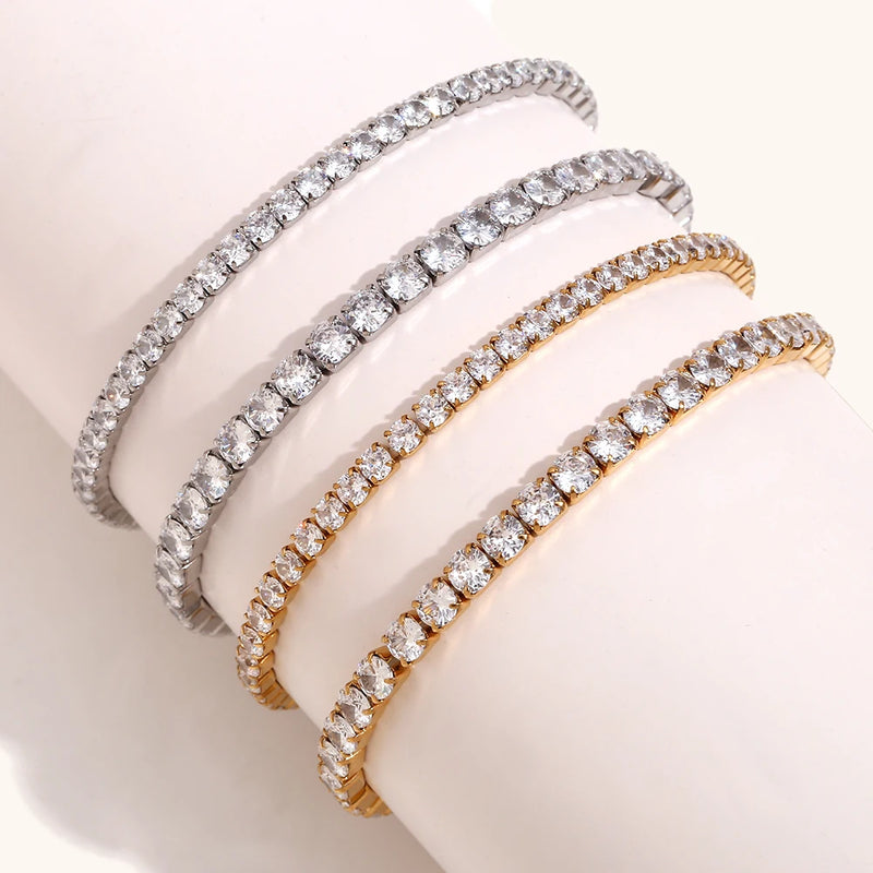 La.Muses Elastic Cubic Zirconia Stainless Steel Woman's Bracelet Fashion Luxurious Jewelry Party Accessories