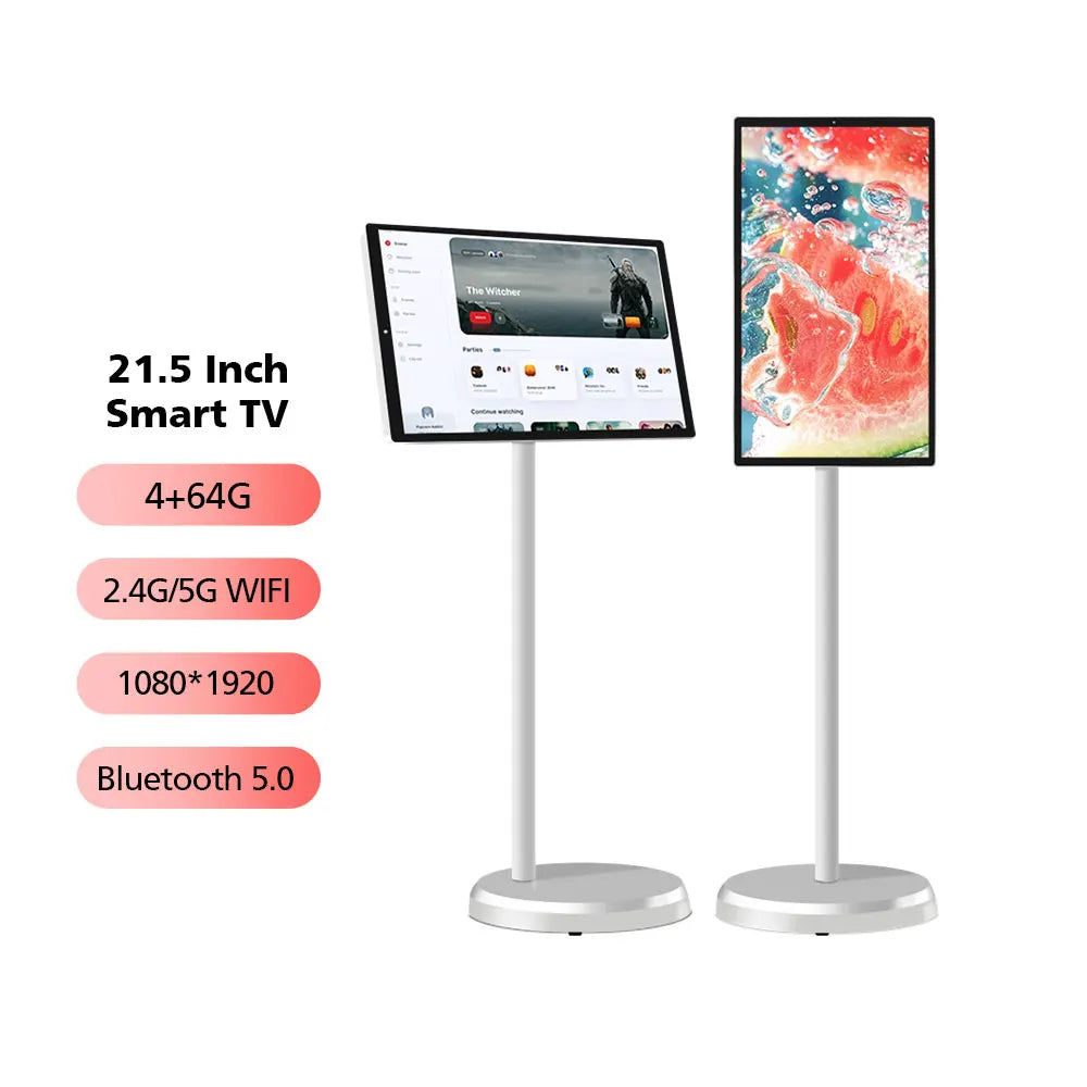 21.5" Rechargeable Standing Waterproof Touch Screen Smart TV Android Smart Display Screen Monitor Portable TV With Wheels