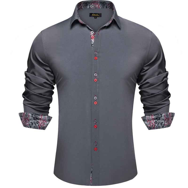 Men's Polyester Cotton Solid Black Shirts Long Sleeve | SAMAG