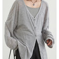 Women's Casual V-Neck Long Sleeve Cardigan, Lightweight Sun Protection Knit Outerwear, Lazy Style Cover Up for All Seasons