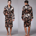 Loose Kimono Robe Wear Printing Nightgown Silky Men's Pajamas Long-sleeved Bathrobes Homewear