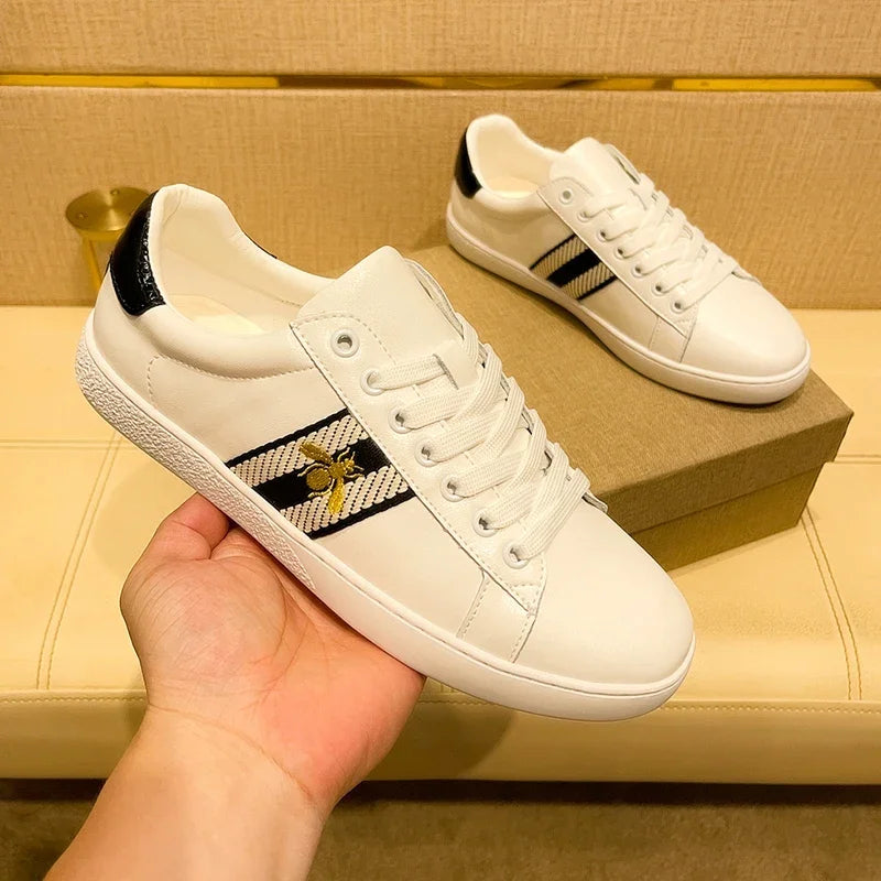 Brand Fashion Embroidered Bee Shoes Man Quality Genuine | SAMAG