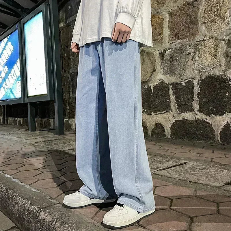 Streetwear Loose Jeans Men Korean Style Fashion Straight | SAMAG