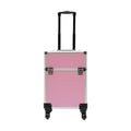 18" Aluminum Makeup Train Case, Rolling Cosmetic Organizer Cart with Key Lock, Large Portable Beauty Storage Suitcase for Professional Travel Salon