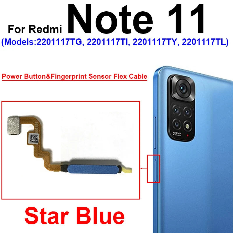 Fingerprint Sensor Flex Cable For Xiaomi Redmi Note 11 11 Pro 11Pro Plus 4G 5G Fingerprint Sensor Power Button Flex Ribbon Parts