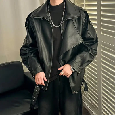 Men's Autumn High Colar Pu Leather Jacket American Retro | SAMAG