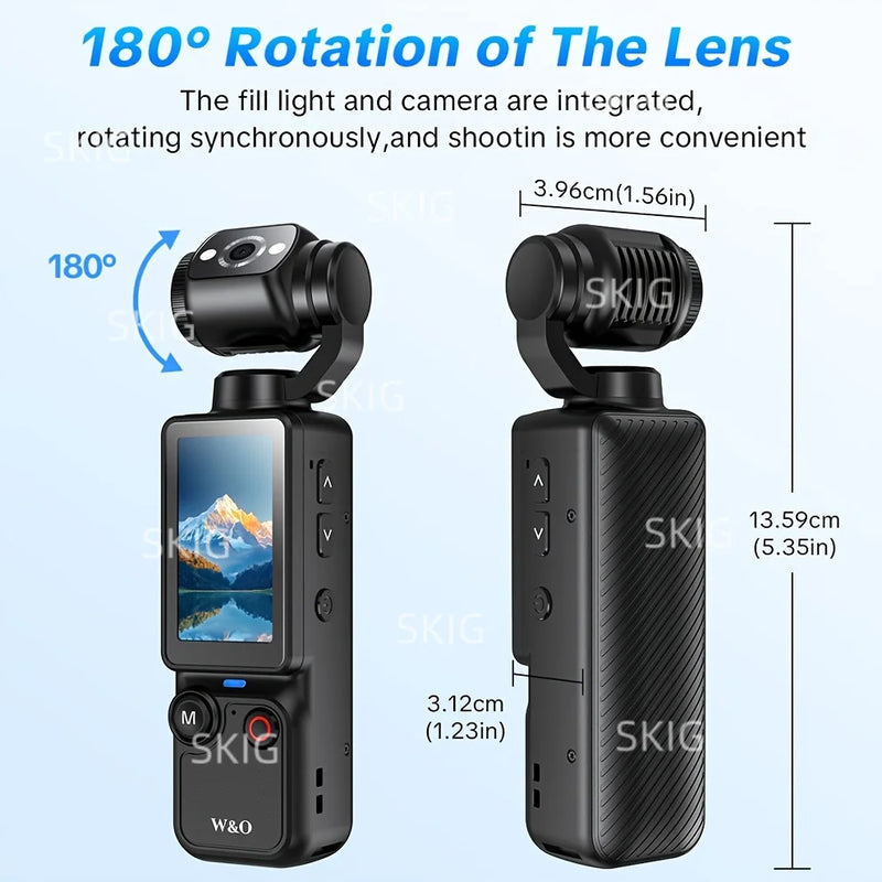 SKIG 1080P Sports Action Camera, Equipped With a 1.9-inch CMOS Sensor, Supports USB Charging, 180° Rotating Motion Camera