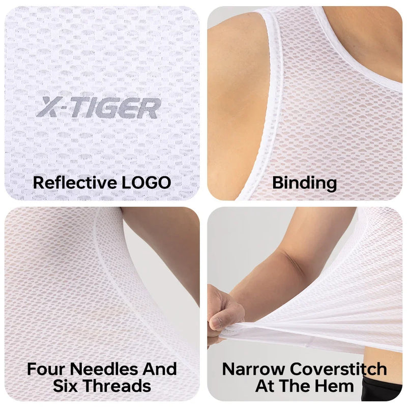 X-TIGER Men's Cycling Base Layer Vest Summer Cycling Clothing Mountain Bike Mesh Underwear Cycling Clothing Quick-Dry Clothing