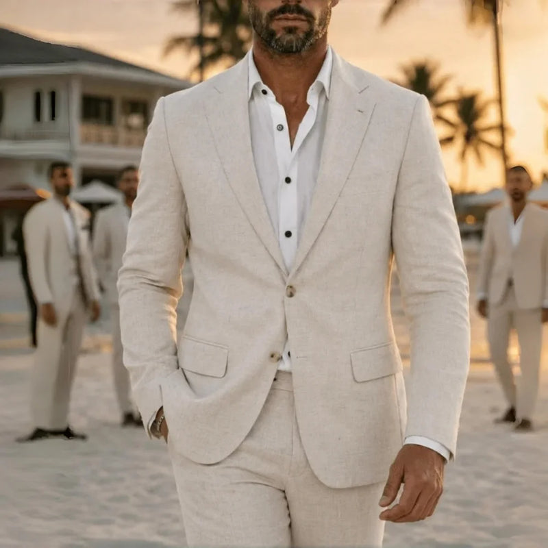 2 Pieces Lightweight Linen Suit Separates Jacket with Pants for Men Summer Wedding Groom Tuxedo Vestidos Madre Del Novio 2026