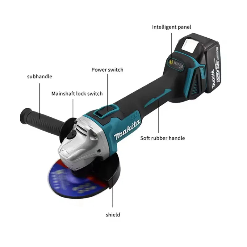 Makita DGA404 4 - Speed Brushless Angle Grinder 18V LXT Cordless Power Tool for 100mm/125mm Cutting - View 4 | SAMAG