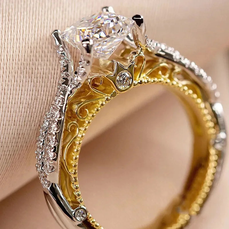 Vintage Diamond 18K White Gold Ring Gemstone Wedding Ring for Women Pure Topaz Bague Anel Jewelry Anillos De Bizuteria Gemstone