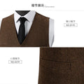 V Neck Men's Suits Vest Casual Classic Formal Business Herringbone Tweed Slim Fit Waistcoat For Wedding Groomsmen