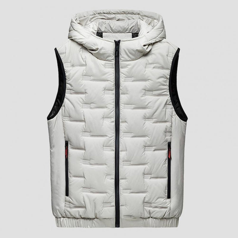 Men Autumn Winter Thickened Waistcoat Hooded Sleeveless Zipper Placket Vest Coat Down Vest Outwear Men's Iinsulated Vest