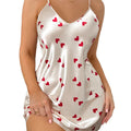 Women's V Neck Spaghetti Strap Nightdress Heart Print Sexy Nightwear Sleepwear Outfit For Home Wear Romantic Date