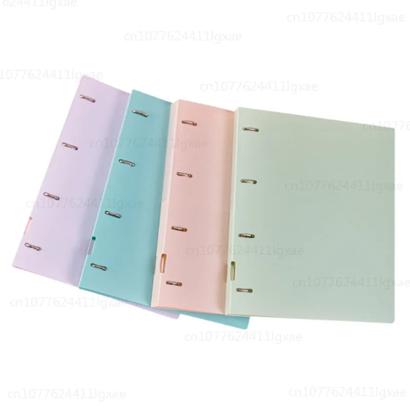 A4 File Folders Display Book 4 Hole Binder Folders Morandi Color Waterproof Document Ring Binder Folder Office School Supplies