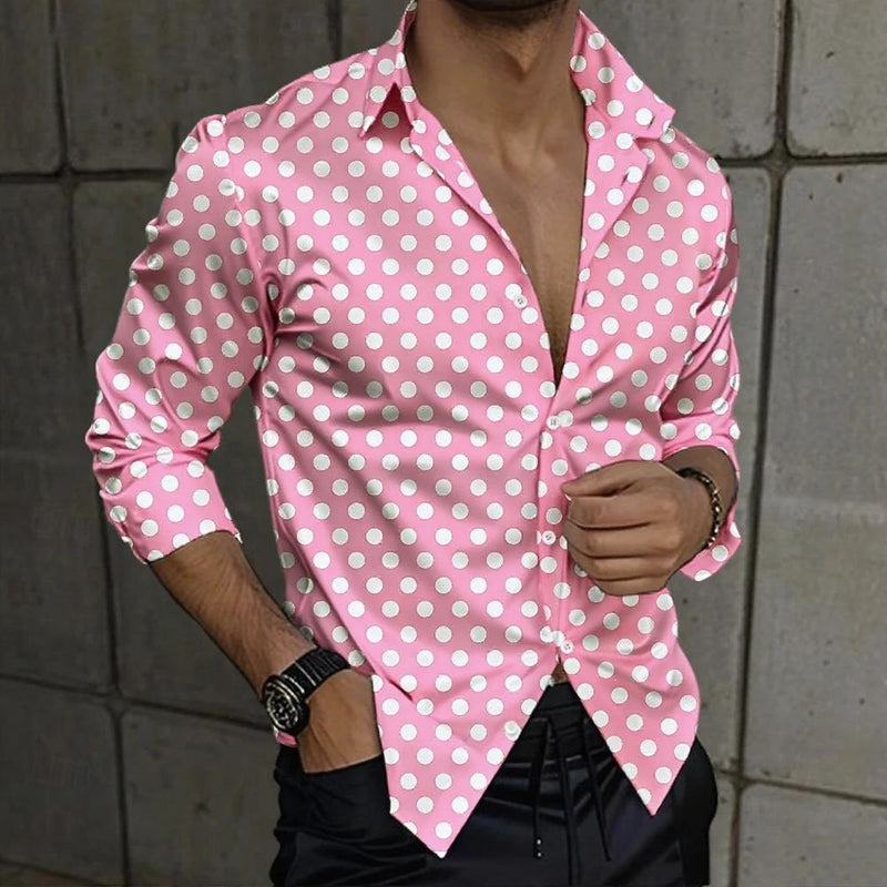 Men's multicolored Dot Geometric Pattern Dress Shirt | SAMAG