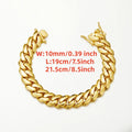 8 - 14mm Punk Rock Stainless Steel Rhombus Cuban MIami Link Chain Bracelets for Men Hip Hop Jewelry Gold - Visuel 4 | SAMAG