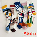 5 Pairs Tide Graffiti Socks Mid Tube Elegant Cartoon | SAMAG
