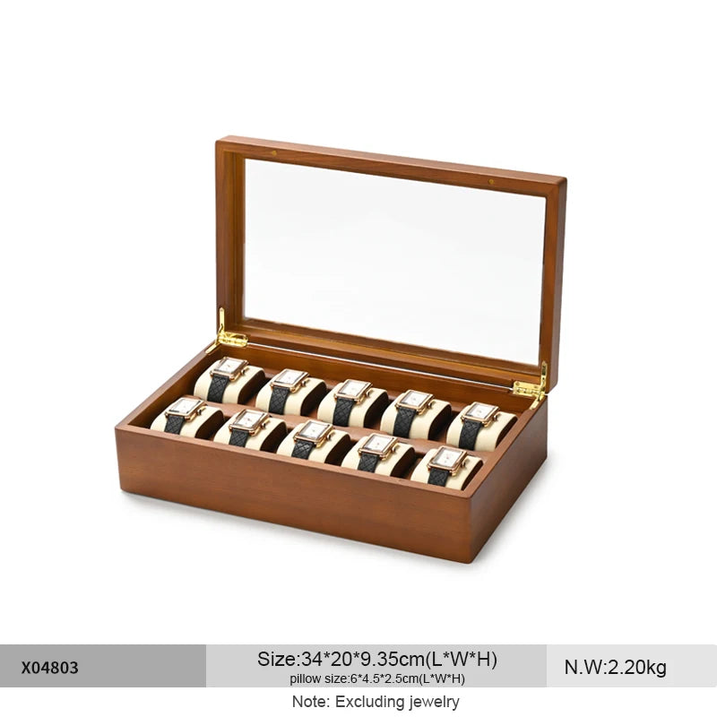 Oirlv 10 Grids Watch Box Wooden Jewelry Box Watch Organizer Case Men Women Mechanical Watchs Storage Case Wristwatch Display Box