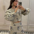 Casual Print Mini Skirts Sets Women O Neck Long Sleeves Single Breasted High Waist Loose Suits Female 2026 Autumn New Chic Set