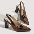 Retro Branded Shoes Original for Woman Brown Elastic Band Pointed Toe Artificial Leather High-heeled Shoes Work Elegant Pumps