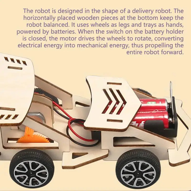 Build Your Own Wooden Electric Racing Car Four-wheel Drive DIY Kit for Young Inventors and Engineers