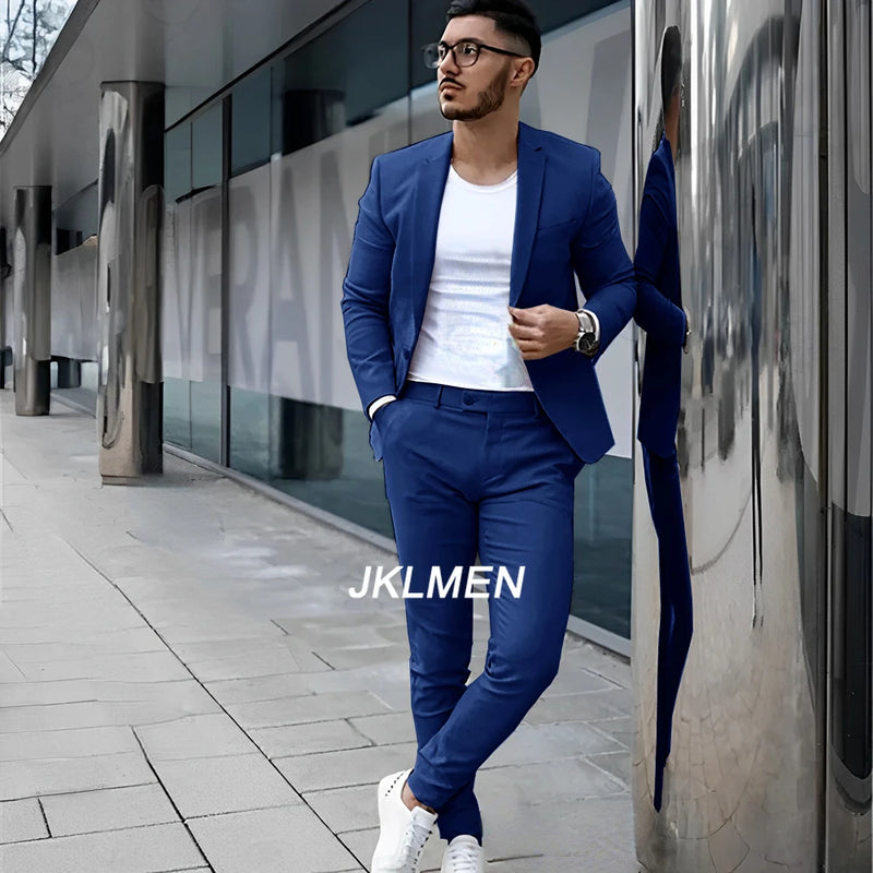 Gray Men's Suit 2 Piece Suit Summer Casual Jacket Pants Formal Wedding Tuxedo Groom Clothes Custom Color Blazer XS-5XL