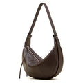 BURMINSA Genuine Leather Soft Cowhide Half Moon Hobo Bag Women Shoulder Crossbody Purses Casual Daily Crescent Underarm Handbags