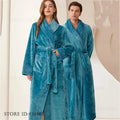 Large Size Flannel Men's Long Robe Kimono Gown Winter Thicken Sleepwear Loungewear Loose Coral Fleece Couple Pajama Home Clothes