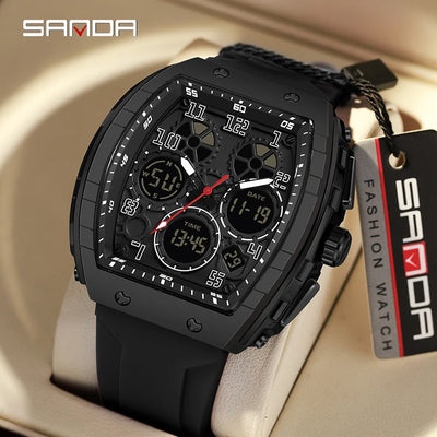 SANDA 6157 Luxury Men's Electronic Watch Sport Type Multi Functional Waterproof LED Fashion Trend Student | SAMAG