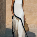 2026 New European American Women's Two-Piece Set: Solid Sleeveless Blouse with High Waist Pants, Elegant Casual Matching Outfit