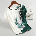 Plus Size Women's Silk Satin Blouse Spring Summer Floral - View 5 | SAMAG