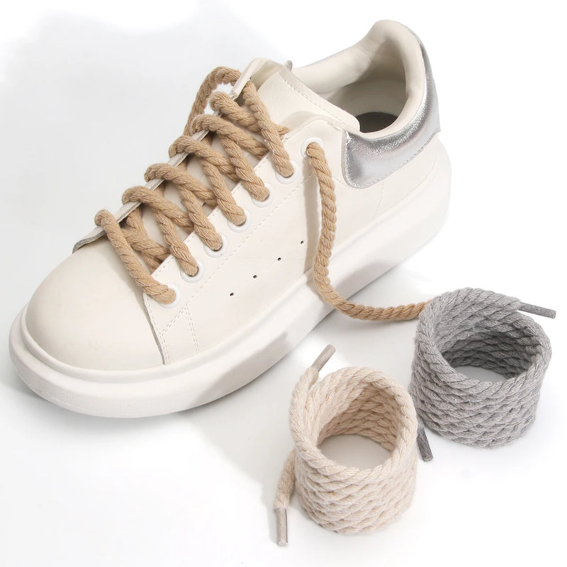 0.7mm Round Thick Hemp Style Shoelaces Solid Color for Men Women Hiking Sports Running