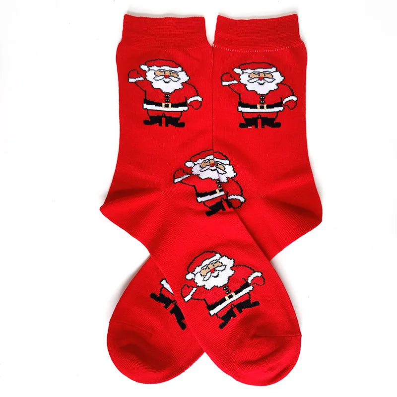 2025 New Men Christmas Socks New Year Funny Snowflake Beer Santa Claus Elk Snow Cotton Happy Socks Men Cartoon Women Sokken