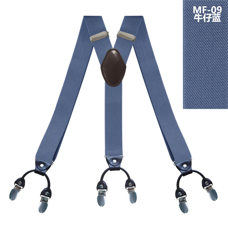 New Men's Suspenders 6clips Fashion Braces Leather Casual Suspensorios Adjustable Belt Strap Tirantes - Visuel 4 | SAMAG