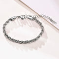 Hip Hop Men's Stainless Steel Rope Chain Bracelets,2/3/4/5mm Gold Color Adjustable Twisted Chain Wristband,Punk Casual Jewelry