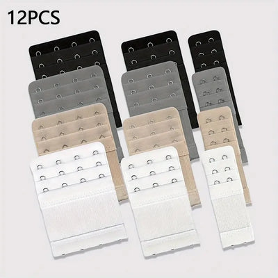 12 Adjustable Bra Extenders - 2/3/4 Hook Design, Soft | SAMAG