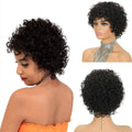 Sale Short Pixie Curly Bob Wig with Bangs Brazilian Human Hair Bouncy Curl Wig for Women Machine Made Wig Curly HumanHair Wigs