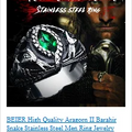 BEIER Stainless steel Cool Unique Black Stone Ring Titanium Steel Retro Old Totem Jewelry For Man Factory Price Sale BR8-334