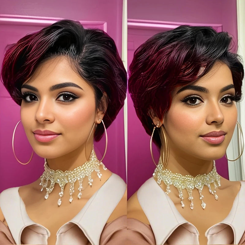 13x4 Lace Front Wig Pixie Cut Wigs Human Hair for Women Transparent Frontal Wig Natural Wave Wig