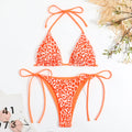 Sexy string leopard print bikinis set swimsuit halter tie | SAMAG