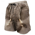 Men's Elephant Animal Print Casual Shorts Mid Waist | SAMAG