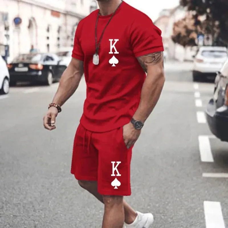 New Summer Vacation Leisure Daily 3D Men's Sports Wear Large Round Neck Short sleeved T - shirt Set Casual - View 7 | SAMAG