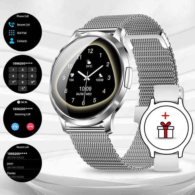 LIGE 2025 New Smart Watch For Women AMOLED HD Screen Watches IP68 Waterproof Heart Rate Monitor Ladies Utra-thin Smartwatch
